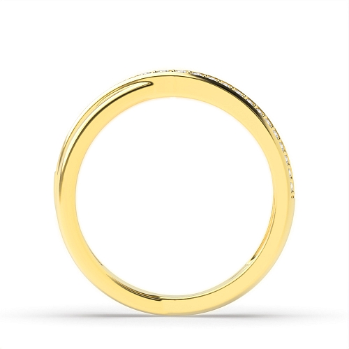 Pave Setting Round Yellow Gold Eternal Eternity Engagement Rings