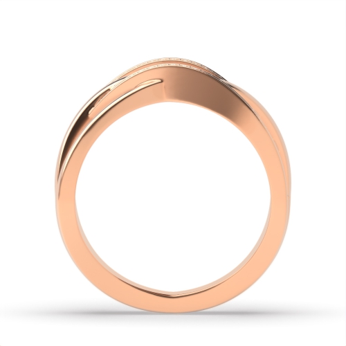 Pave Setting Round Rose Gold Twisted Diamond Band Engagement Rings