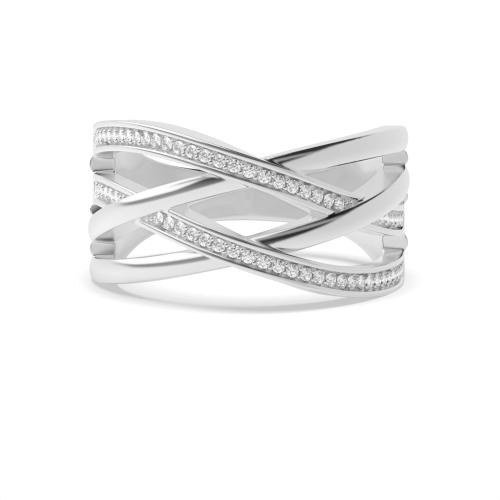 Pave Setting Round Twisted Half Eternity Engagement Rings