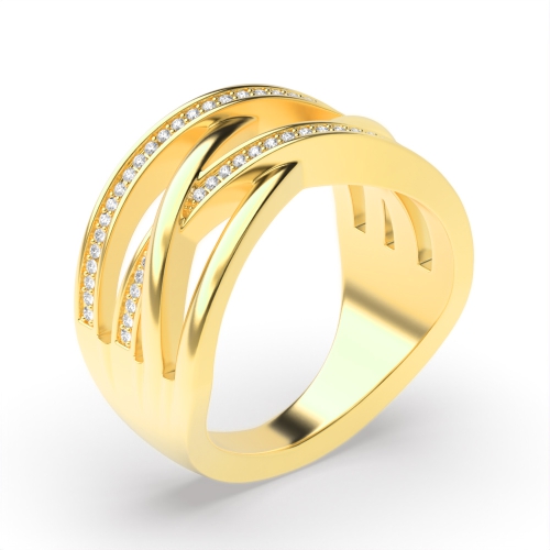 Pave Setting Round Yellow Gold Twisted Eternity Engagement Rings