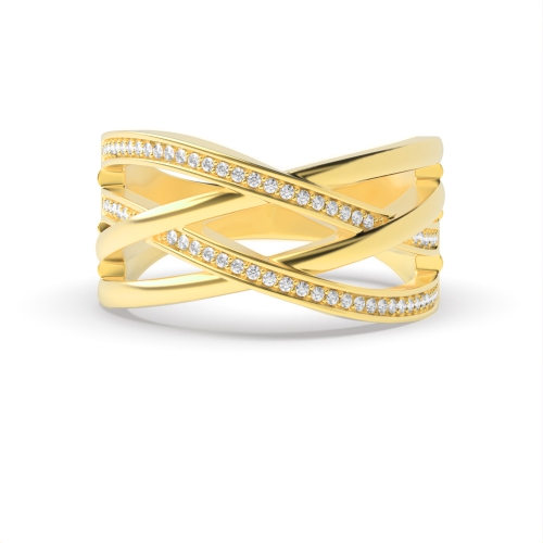 Pave Setting Round Yellow Gold Twisted Eternity Engagement Rings