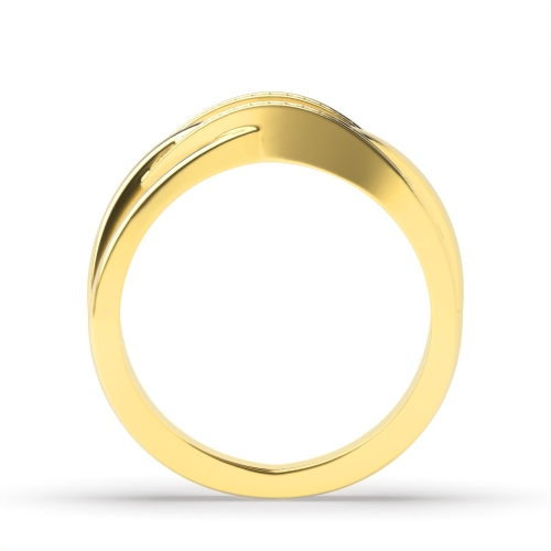 Pave Setting Round Yellow Gold Twisted Eternity Engagement Rings