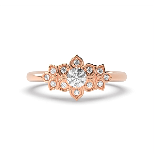 4 Prong Round Rose Gold Flower Unusual Engagement Rings