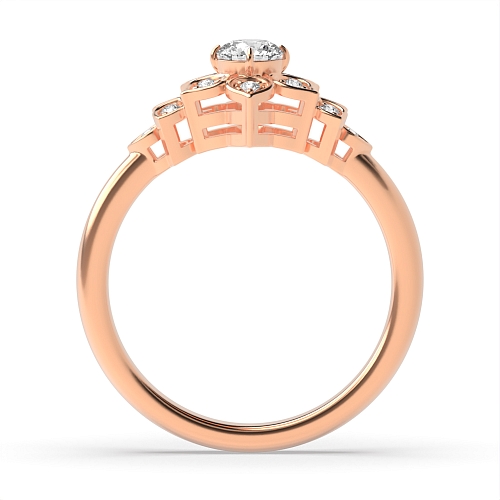 4 Prong Round Rose Gold Flower Unusual Engagement Rings