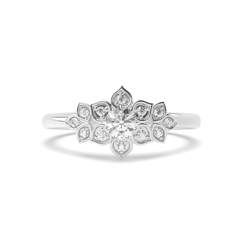 4 Prong Round Flower Moissanite Engagement Rings