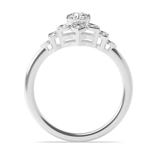 4 Prong Round Flower Moissanite Engagement Rings