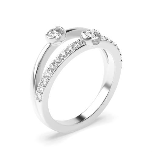 Bezel Setting Round Double band Engagement Rings