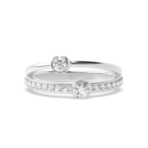 Bezel Setting Round Double band Engagement Rings