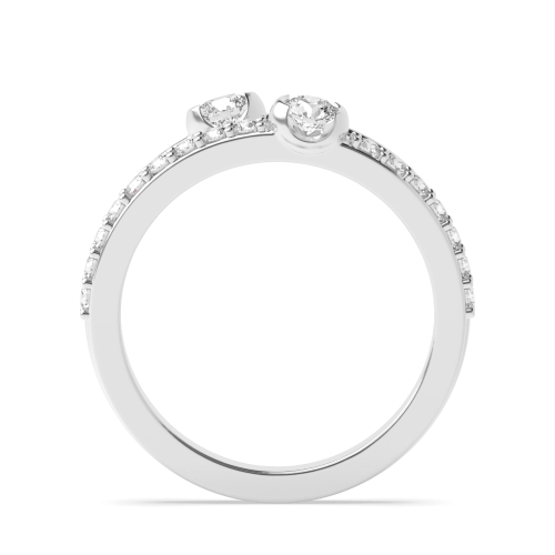 Bezel Setting Round Double band Engagement Rings