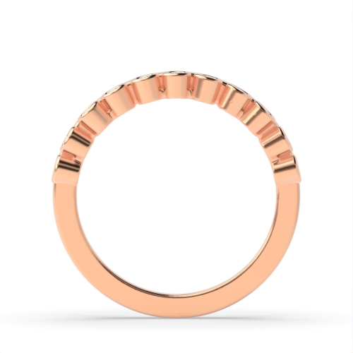 Bezel Setting Round Rose Gold Crown Diamond Band Engagement Rings