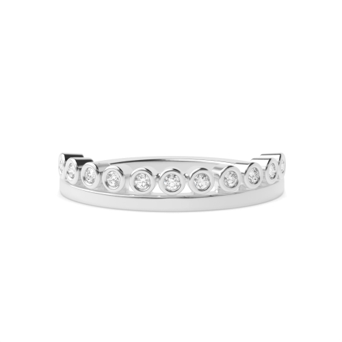 Bezel Setting Round Crown Half Eternity Engagement Rings