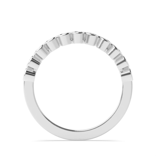 Bezel Setting Round Crown Half Eternity Engagement Rings