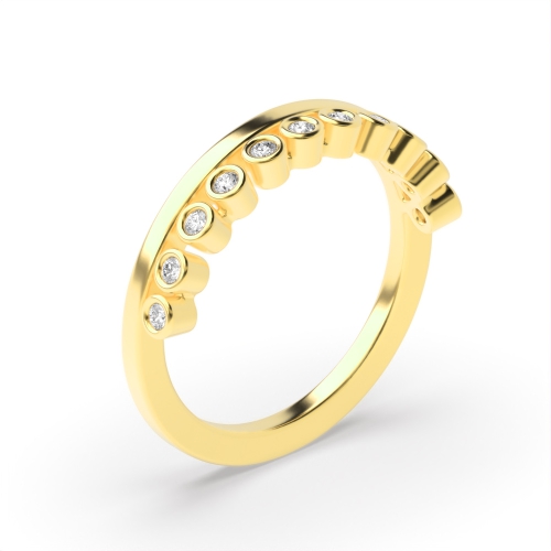 Bezel Setting Round Yellow Gold Crown Eternity Engagement Rings