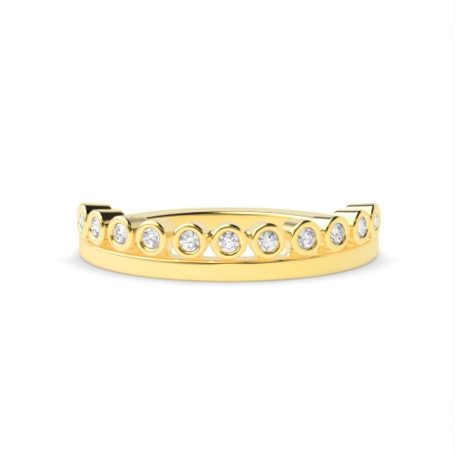 Bezel Setting Round Yellow Gold Crown Eternity Engagement Rings