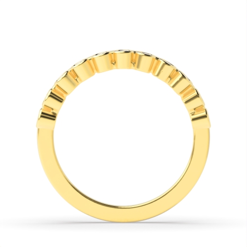 Bezel Setting Round Yellow Gold Crown Eternity Engagement Rings