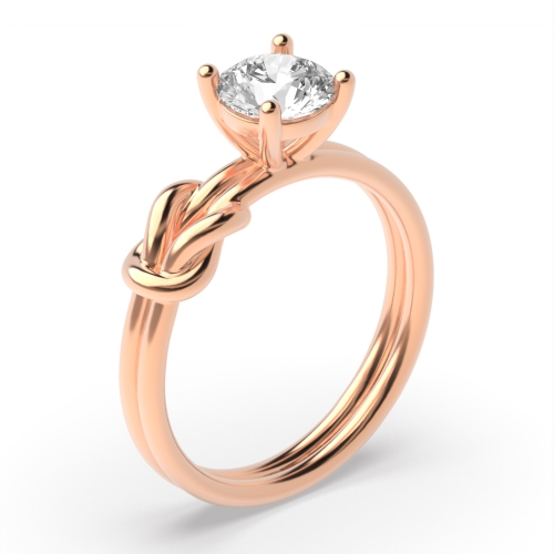 4 Prong Round Rose Gold Knot Engagement Rings