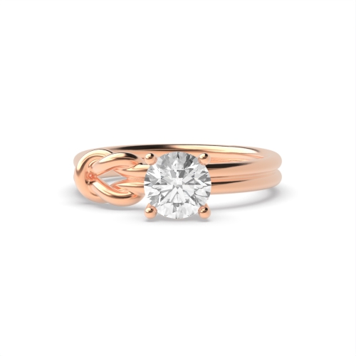 4 Prong Round Rose Gold Knot Engagement Rings