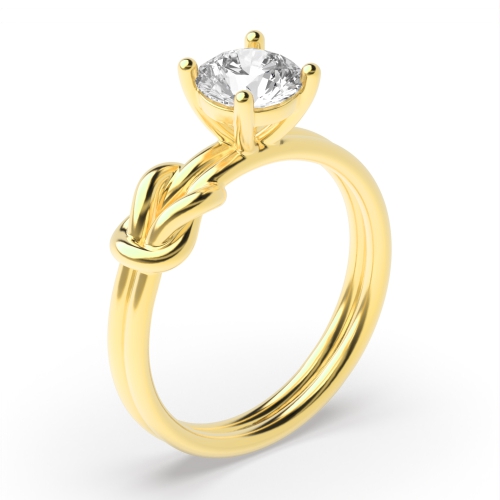 4 Prong Round Yellow Gold Knot Engagement Rings