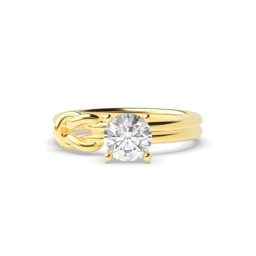 4 Prong Round Yellow Gold Knot Engagement Rings