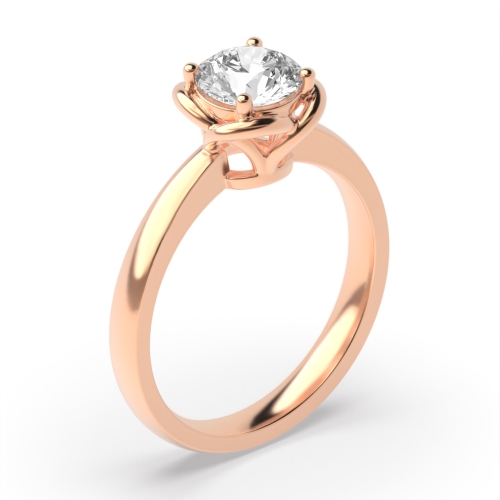 4 Prong Round Rose Gold Echo Engagement Rings