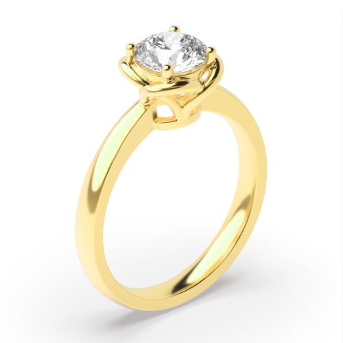 4 Prong Round Yellow Gold Echo Engagement Rings