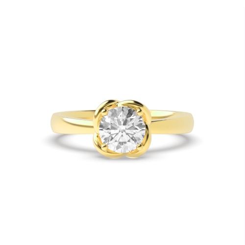4 Prong Round Yellow Gold Echo Engagement Rings
