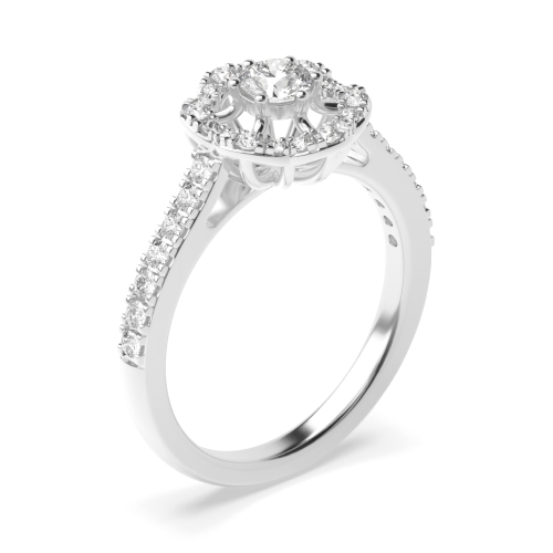 6 Prong Round Unique Side Stone Engagement Rings