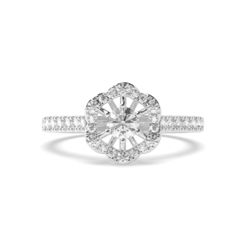 6 Prong Round Unique Side Stone Engagement Rings