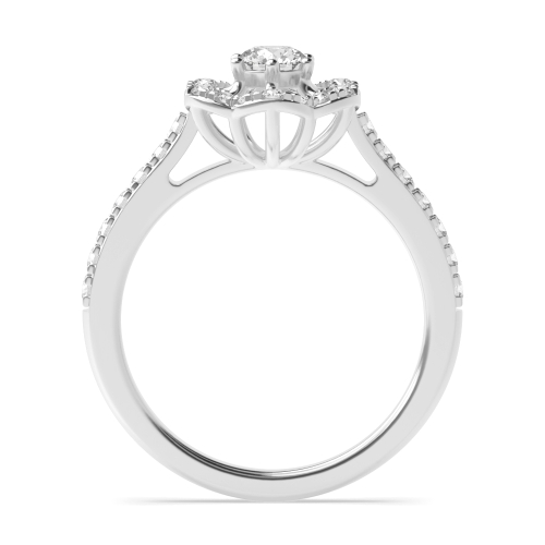 6 Prong Round Unique Side Stone Engagement Rings