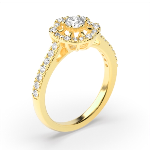 6 Prong Round Yellow Gold Unique Engagement Rings
