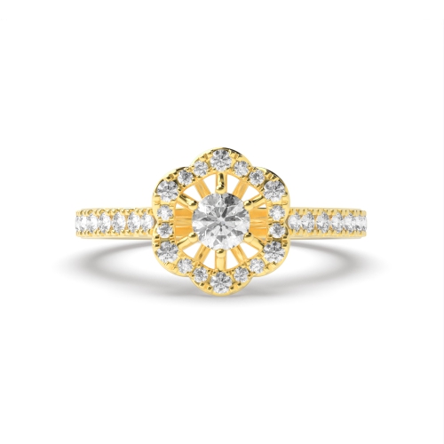 6 Prong Round Yellow Gold Unique Engagement Rings
