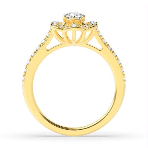 6 Prong Round Yellow Gold Unique Engagement Rings