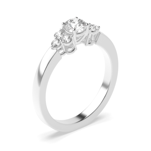 4 Prong Round Baguettehushorbit Moissanite Engagement Rings