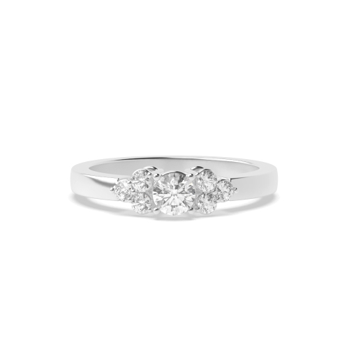 4 Prong Round Baguettehushorbit Moissanite Engagement Rings