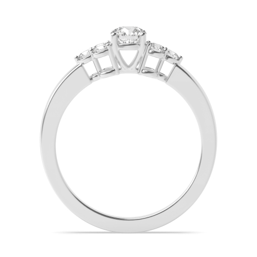4 Prong Round Baguettehushorbit Moissanite Engagement Rings