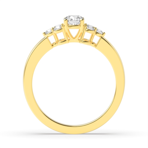 4 Prong Round Yellow Gold Cluster Diamond Ring