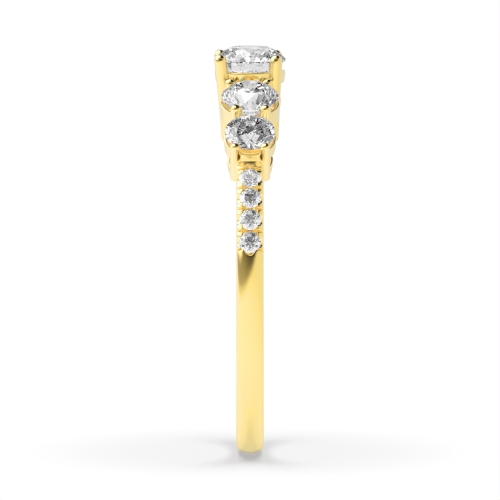 4 Prong Round Yellow Gold Five Stone Diamond Ring