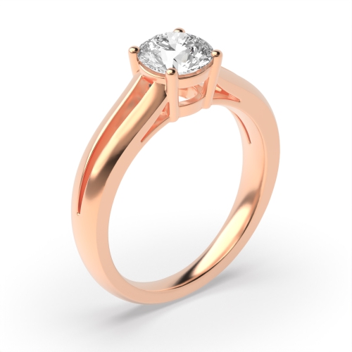 4 Prong Round Rose Gold Split band Engagement Rings