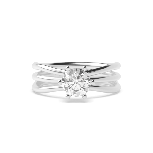 6 Prong Round Three Bands Solitaire Diamond Ring