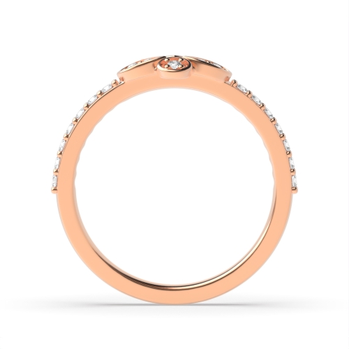 Pave Setting Round Rose Gold Luna petal Engagement Rings