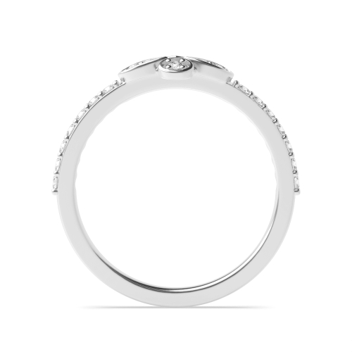 Pave Setting Round Luna petal Engagement Rings