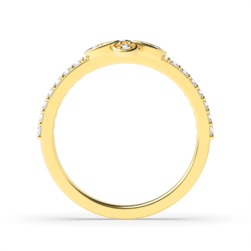 Pave Setting Round Yellow Gold Luna petal Unique Engagement Rings