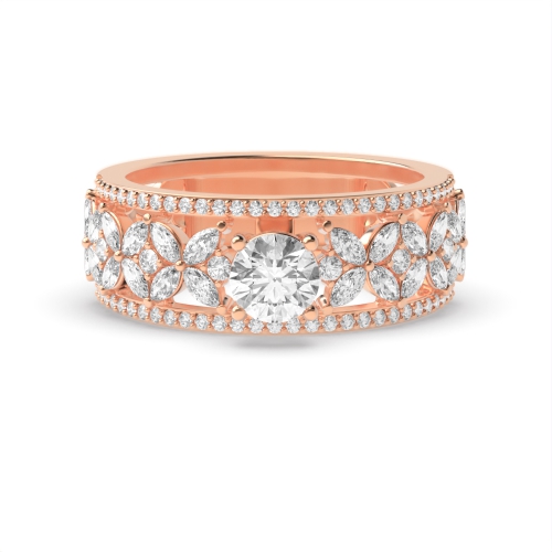 4 Prong Round Rose Gold Bolded Vintage Wedding Engagement Rings