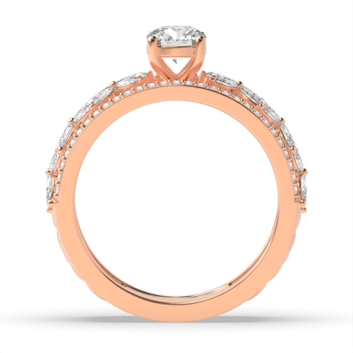 4 Prong Round Rose Gold Bolded Vintage Wedding Engagement Rings