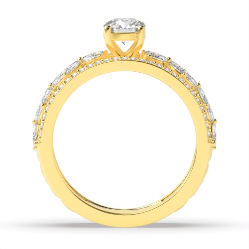 4 Prong Round Yellow Gold Bolded Vintage Engagement Rings