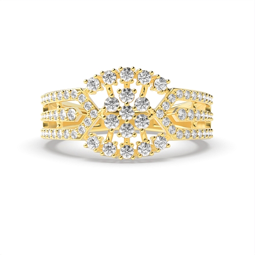 4 Prong Round Yellow Gold Stargleam Unique Engagement Rings