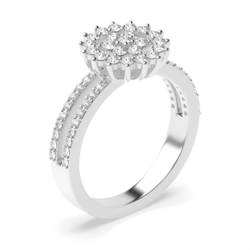 3 Prong Round Cluster Engagement Rings