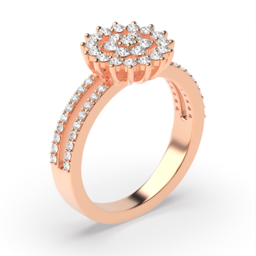 3 Prong Round Rose Gold Side stone Unusual Engagement Rings