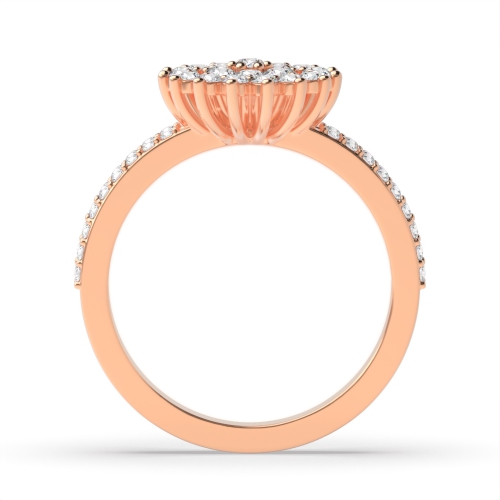 3 Prong Round Rose Gold Side stone Unusual Engagement Rings