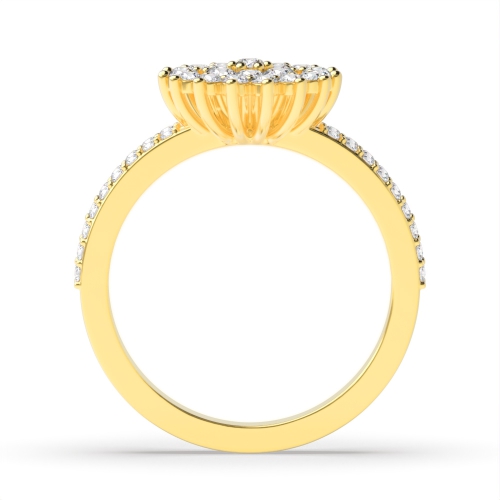 3 Prong Round Yellow Gold Side stone Unique Engagement Rings